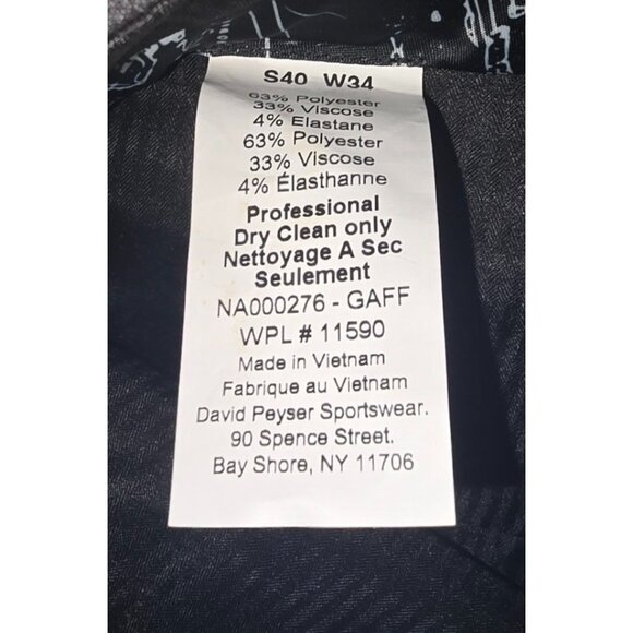 Nautica Mens Charcoal Solid Dress Pants 40S W34 Viscose/Polyester Blend Tailored - Picture 3 of 4